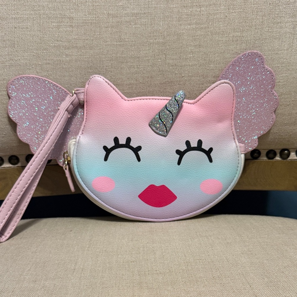 Betsy Johnson Glittery Unicorn Cat Wristlet